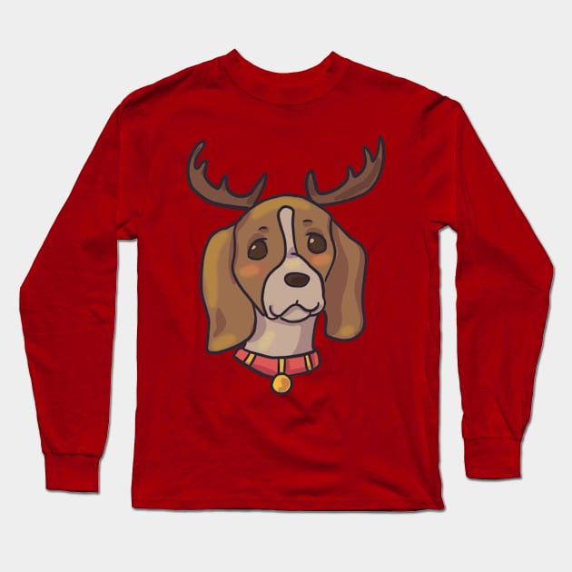 Christmas beagle Long Sleeve T-Shirt by Artbysusant 